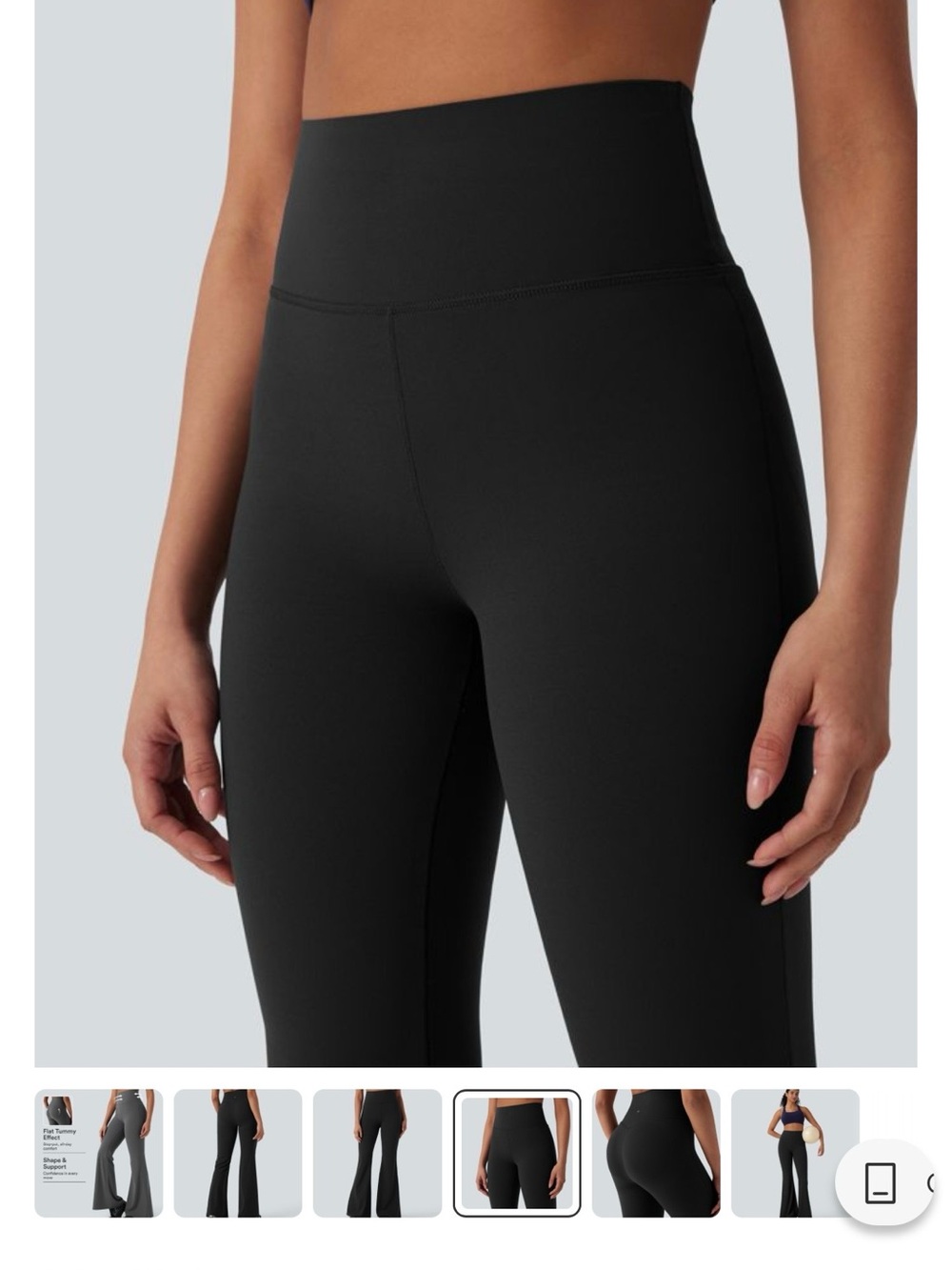 High-Waist Flared Yoga Pants - Black - Picture 2 of 9